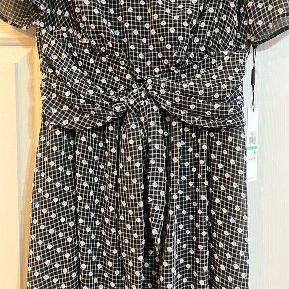 Calvin Klein Women's Black Dot Chiffon Maxi Dress Size 8 Party/Cocktail - Picture 2 of 8
